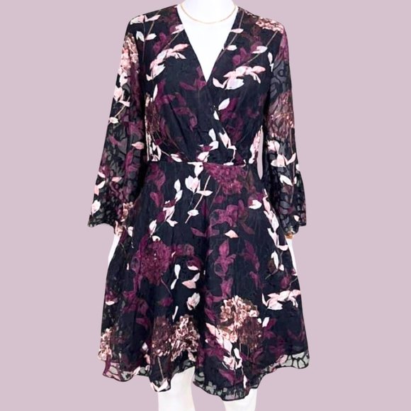 Nordstrom Dresses & Skirts - Black and purple floral dress | US 14